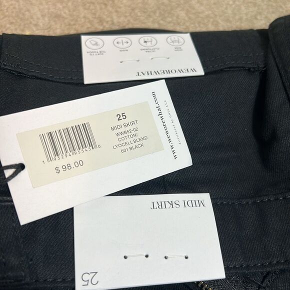 BNWT - WEWOREWHAT HIGH RISE BLACK DENIMN COTTON MIDI SKIRT - 25 - Picture 5 of 6